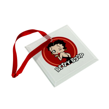 Betty Boop kiss, Christmas ornament, glass square ornament 9x9cm