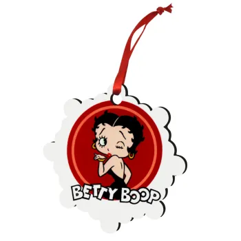 Betty Boop kiss, Christmas ornament snowflake wooden 7.5cm