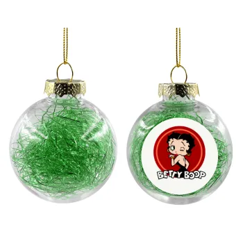 Betty Boop kiss, Transparent Christmas tree ball ornament with green filling 8cm