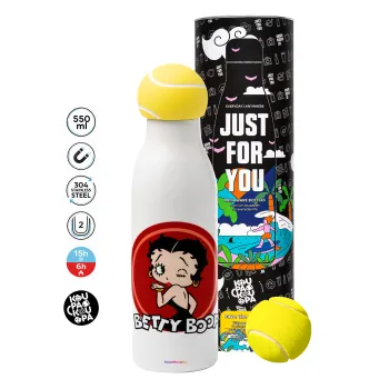 Betty Boop kiss, Μπάλα τένις μεταλλικό παγούρι θερμός, διπλού τοιχώματος, 550ml