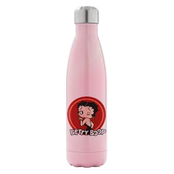 Betty Boop kiss, Metal mug thermos Pink Iridiscent (Stainless steel), double wall, 500ml