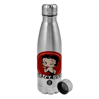 Betty Boop kiss, Metallic water bottle, stainless steel, 750ml