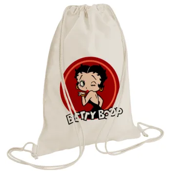 Betty Boop kiss, Τσάντα πλάτης πουγκί GYMBAG natural (28x40cm)