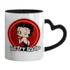 Mug heart black handle, ceramic, 330ml