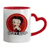 Mug heart red handle, ceramic, 330ml