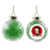 Στολίδι Χριστουγεννιάτικη μπάλα δένδρου διάφανη με πράσινο γέμισμα 8cm