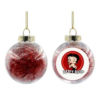Betty Boop kiss, Στολίδι Χριστουγεννιάτικη μπάλα δένδρου διάφανη με κόκκινο γέμισμα 8cm