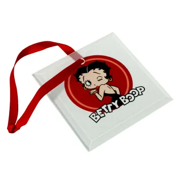 Betty Boop kiss, Στολίδι Χριστουγεννιάτικο στολίδι γυάλινο τετράγωνο 9x9cm
