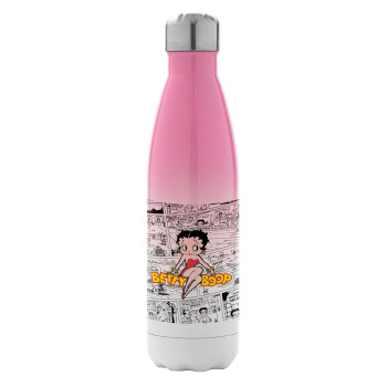 Betty Boop, Μεταλλικό παγούρι θερμός Ροζ/Λευκό (Stainless steel), διπλού τοιχώματος, 500ml