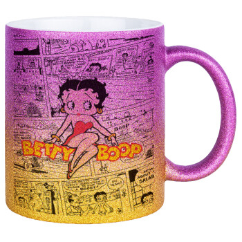 Betty Boop, Κούπα Χρυσή/Ροζ Glitter, κεραμική, 330ml