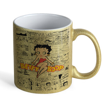 Betty Boop, Κούπα Χρυσή Glitter που γυαλίζει, κεραμική, 330ml