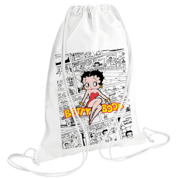 Betty Boop, Τσάντα πλάτης πουγκί GYMBAG λευκή (28x40cm)