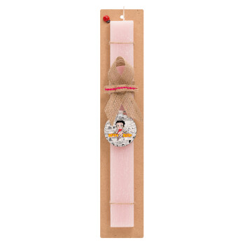 Betty Boop, Easter Set, wooden keychain & scented flat Easter candle (30cm) (PINK)