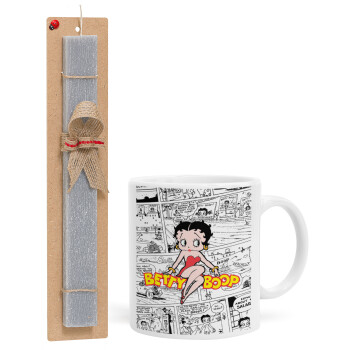 Betty Boop, Πασχαλινό Σετ, Κούπα κεραμική (330ml) & πασχαλινή λαμπάδα αρωματική πλακέ (30cm) (ΓΚΡΙ)