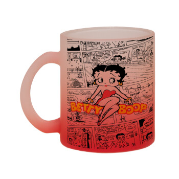 Betty Boop, Κούπα γυάλινη δίχρωμη με βάση το κόκκινο ματ, 330ml