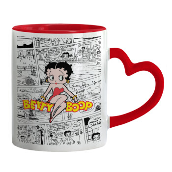 Betty Boop, Mug heart red handle, ceramic, 330ml