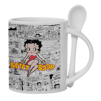 Betty Boop, Ceramic coffee mug with Spoon, 330ml (1pcs)