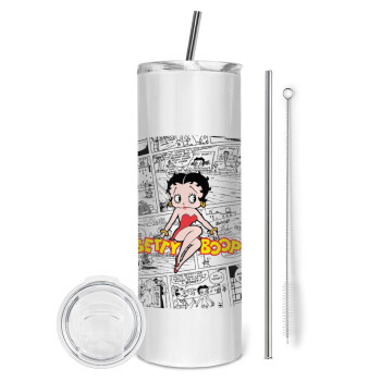 Betty Boop, Tumbler stainless steel 600ml, with metal straw & cleaning brush