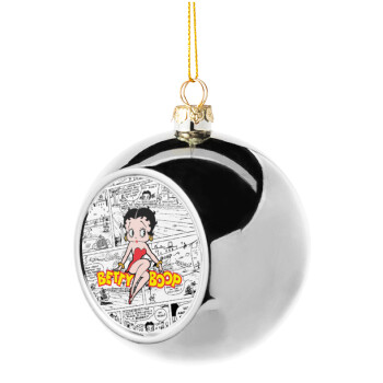 Betty Boop, Silver 8cm Christmas tree ball ornament