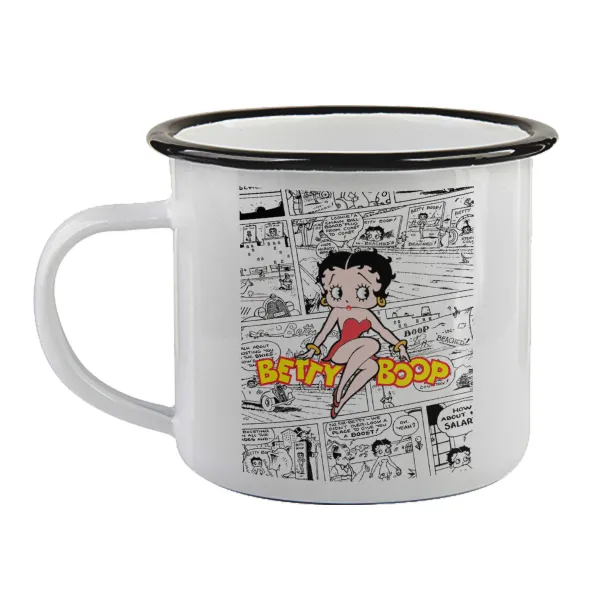 Betty Boop — Enamel mug with black rim, 360ml