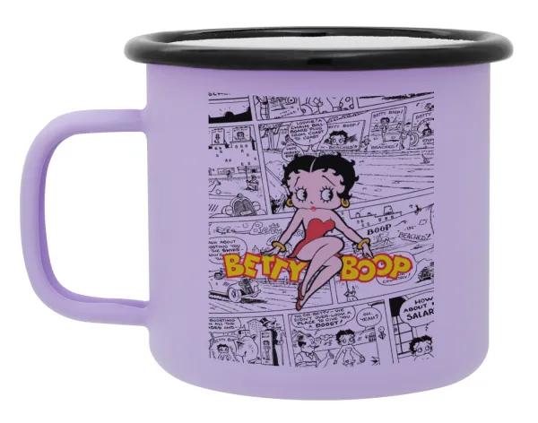 Betty Boop — Metal enamel mug, matte light pastel purple, 360ml