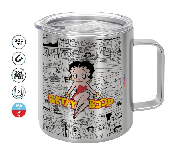 Betty Boop — Double-walled stainless steel mug 300ml with temperature-retaining lid