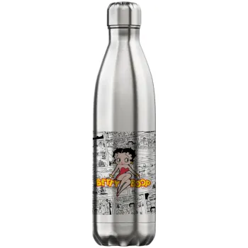 Betty Boop, Μεταλλικό παγούρι θερμός Inox (Stainless steel), διπλού τοιχώματος, 750ml