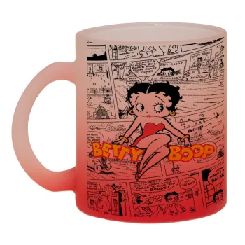 Betty Boop, Κούπα γυάλινη δίχρωμη με βάση το κόκκινο ματ, 330ml