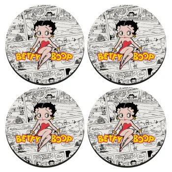 Betty Boop, ΣΕΤ 4 Σουβέρ ξύλινα στρογγυλά (9cm)