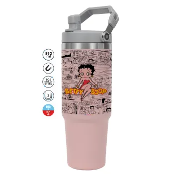 Betty Boop, ΡΟΖ χρώματος Θερμός Ανοξείδωτο 890ml (30oz) με χερούλι