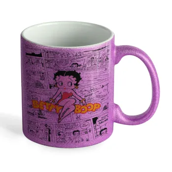 Betty Boop, Κούπα Μωβ Glitter που γυαλίζει, κεραμική, 330ml