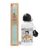 Easter Set, metallic aluminum water bottle (500ml) & scented flat candle (30cm) (TURQUOISE)