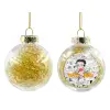 Transparent Christmas tree ball ornament with gold filling 8cm