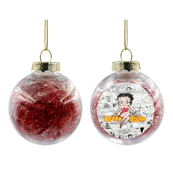 Betty Boop, Στολίδι Χριστουγεννιάτικη μπάλα δένδρου διάφανη με κόκκινο γέμισμα 8cm