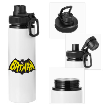 Batman classic logo, Μεταλλικό παγούρι νερού με καπάκι ασφαλείας, αλουμινίου 850ml