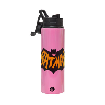 Batman classic logo, Metallic water bottle with safety lid, 850ml aluminum