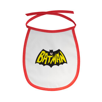 Batman classic logo, Σαλιάρα μωρού αλέκιαστη με κορδόνι Κόκκινη