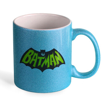 Batman classic logo, Κούπα Σιέλ Glitter που γυαλίζει, κεραμική, 330ml