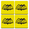 Batman classic logo, ΣΕΤ 4 Σουβέρ ξύλινα τετράγωνα