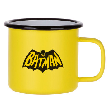 Batman classic logo, Κούπα Μεταλλική εμαγιέ ΜΑΤ Κίτρινη 360ml