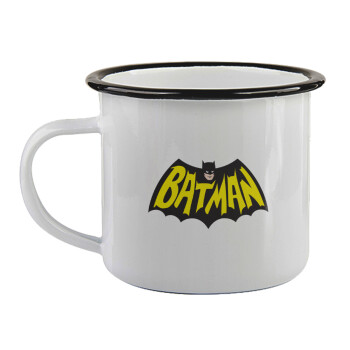 Batman classic logo, Κούπα εμαγιέ με μαύρο χείλος 360ml