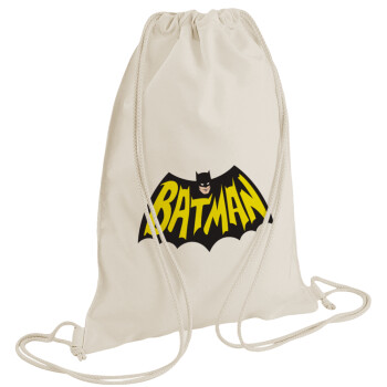 Batman classic logo, Τσάντα πλάτης πουγκί GYMBAG natural (28x40cm)