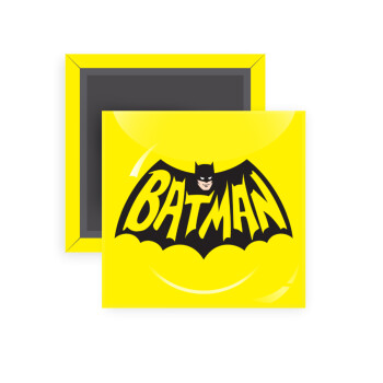 Batman classic logo, Μαγνητάκι ψυγείου τετράγωνο διάστασης 5x5cm