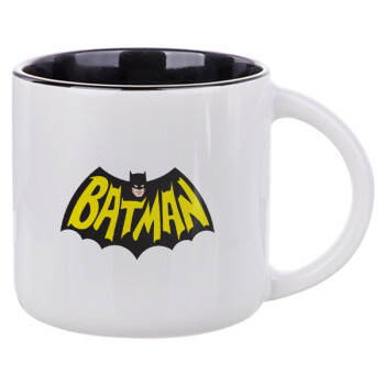 Batman classic logo, Κούπα κεραμική 400ml Λευκή/Μαύρη