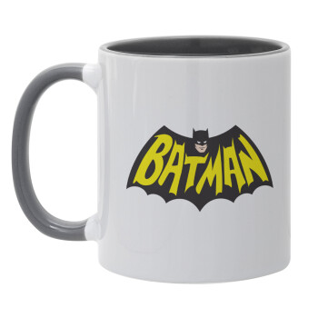 Batman classic logo, Κούπα χρωματιστή γκρι, κεραμική, 330ml