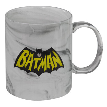 Batman classic logo, Mug ceramic marble style, 330ml