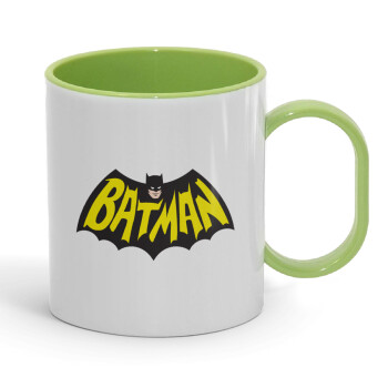 Batman classic logo, Κούπα (πλαστική) (BPA-FREE) Polymer Πράσινη για παιδιά, 330ml