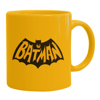 Batman classic logo, Ceramic coffee mug yellow, 330ml