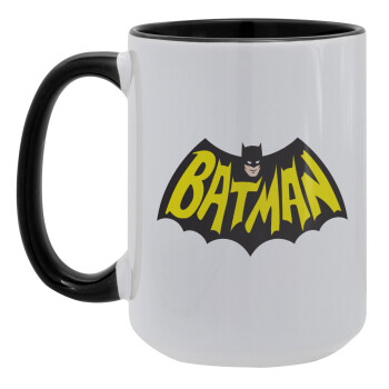 Batman classic logo, Κούπα Mega 15oz, κεραμική Μαύρη, 450ml
