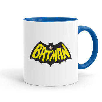 Batman classic logo, Mug colored blue, ceramic, 330ml